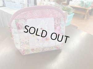 画像1: GURI♡VERYパッチワークうさぎポーチ（ピンク・ルビーアイ立ち耳）
