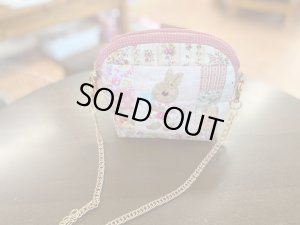 画像1: GURI♡VERYパッチワークうさぎポーチ両フック（ピンク・薄茶立ち耳）