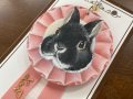 Sora.mimiロゼット風キーホルダー(ピンク）Cブラックシルバー