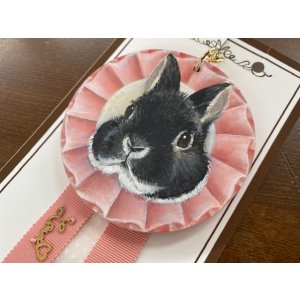 画像: Sora.mimiロゼット風キーホルダー(ピンク）Cブラックシルバー